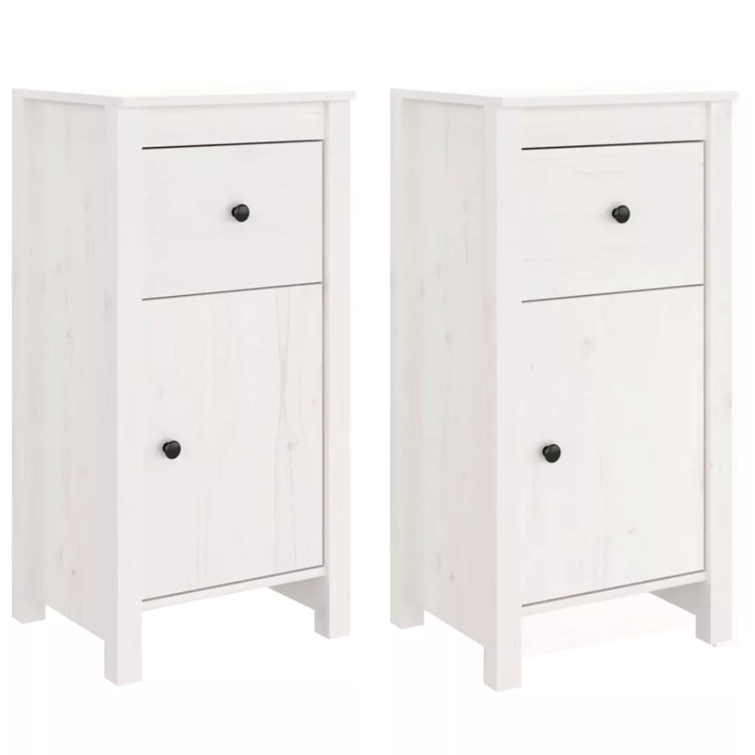 Vidaxl Sideboards 2 Stk. Weiß 40x35x80 Cm Massivholz Kiefer günstig online kaufen