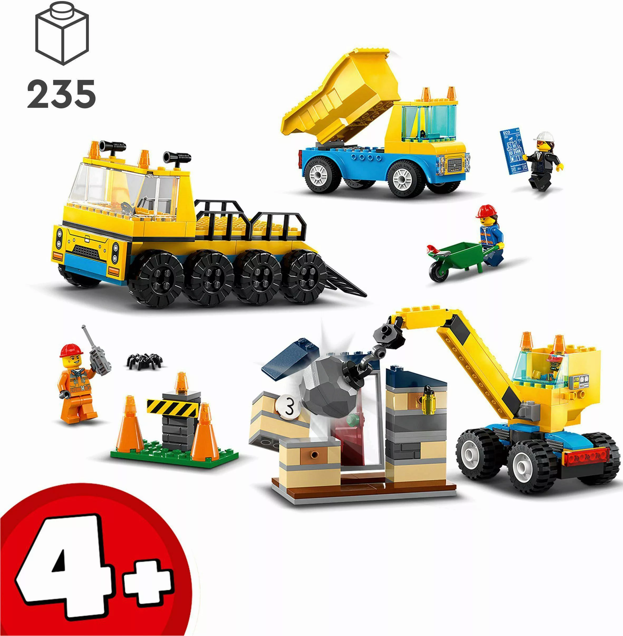 LEGO® Baufahrzeuge und Kran mit Abrissbirne günstig online kaufen