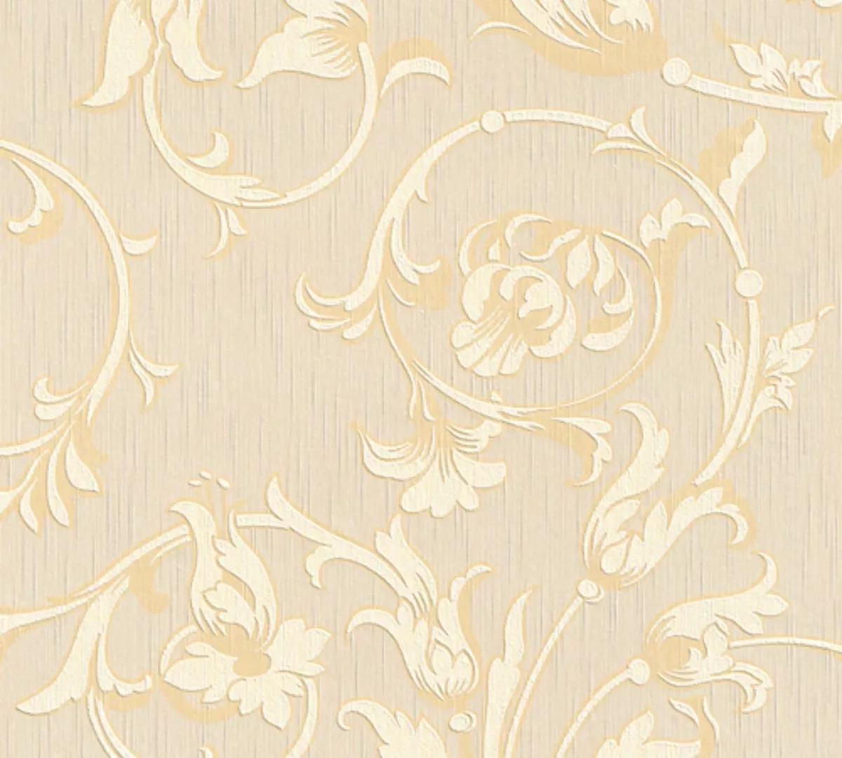 Bricoflor Florale Tapete in Creme Weiß Helle Textiltapete mit Blumen Ranken günstig online kaufen