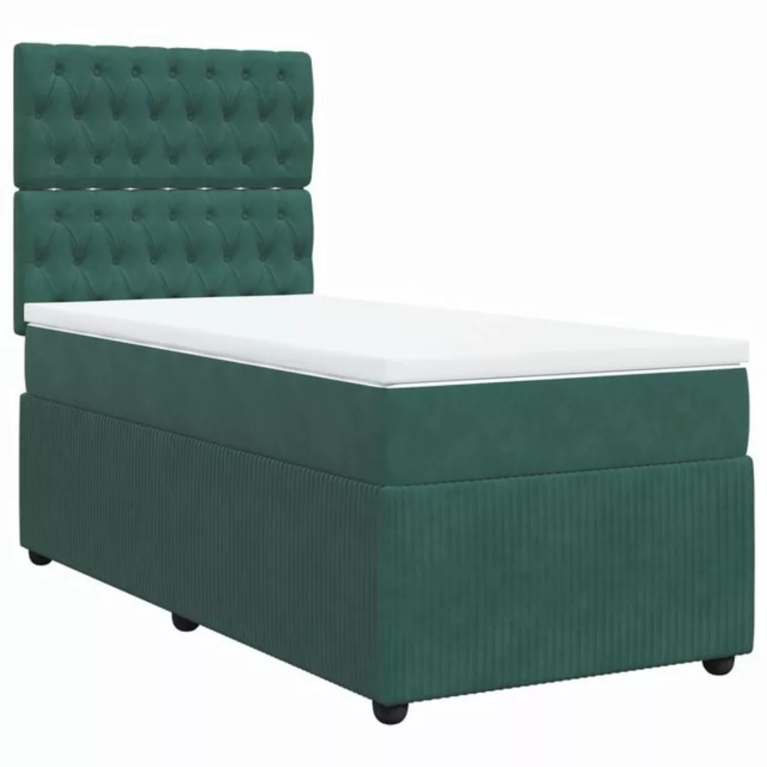 vidaXL Bett Boxspringbett mit Matratze Dunkelgrün 90x190 cm Samt günstig online kaufen