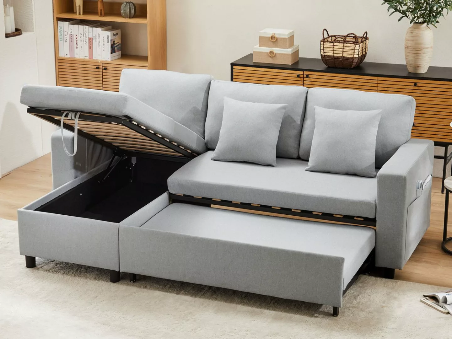 SeedWave Schlafsofa L-förmiges 3-Sitzer Sofa mit Schlaffunktion, Schlafsofa günstig online kaufen