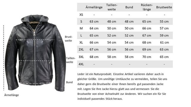 RICANO Lederjacke Brute Abtrennbare Kapuze, Hochwertiges Lamm Leder günstig online kaufen