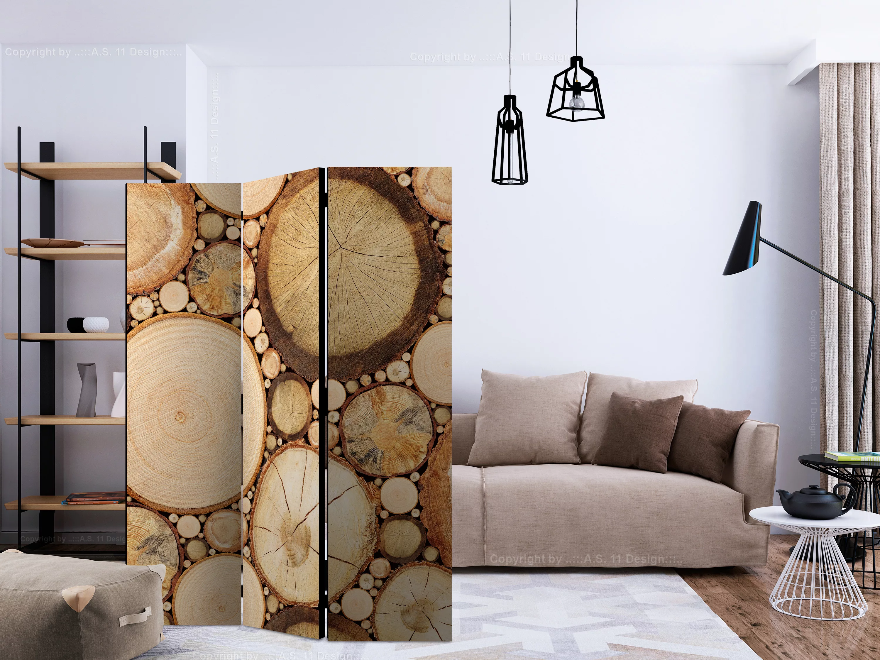 3-teiliges Paravent - Wood Grains [room Dividers] günstig online kaufen