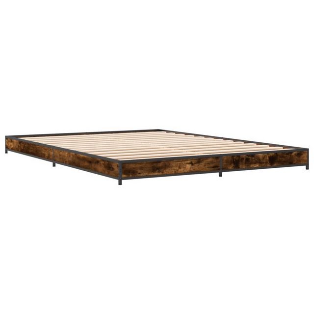 vidaXL Bett Bettgestell Räuchereiche 150x200 cm Holzwerkstoff und Metall günstig online kaufen