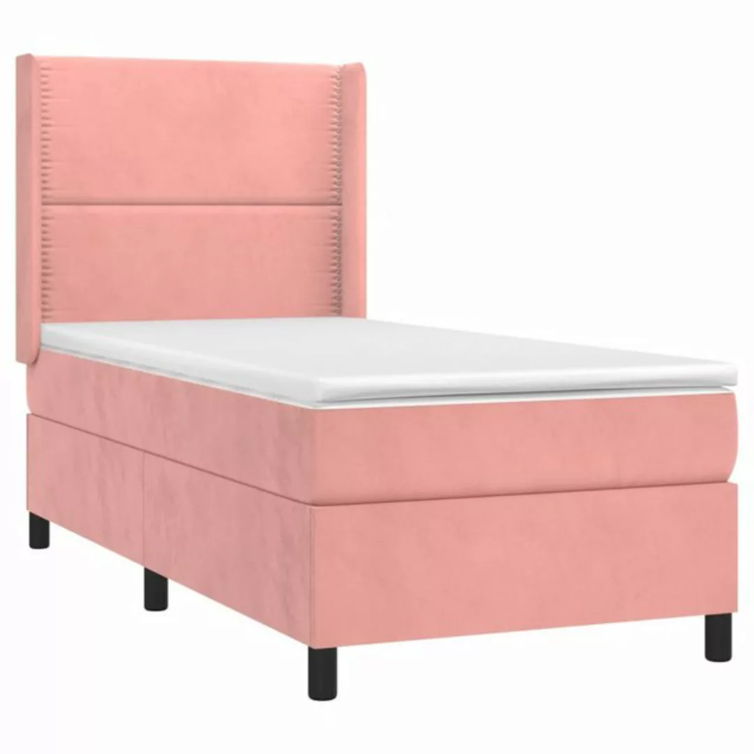 vidaXL Boxspringbett Boxspringbett mit Matratze Rosa 80x200 cm Samt Bett Be günstig online kaufen