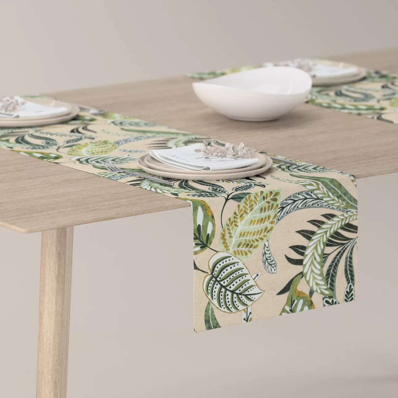 Tischläufer, olivgrün, beige, 40 x 130 cm, Flowers (142-96) günstig online kaufen