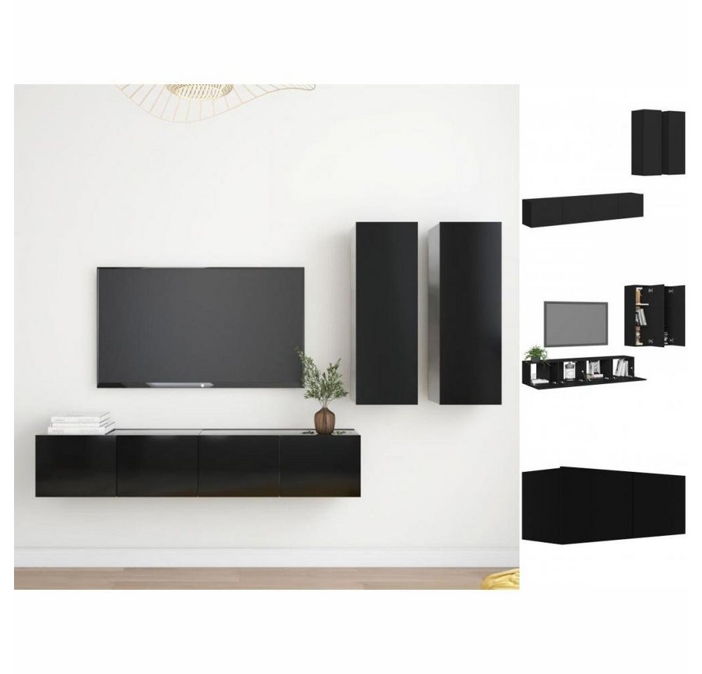 vidaXL TV-Schrank 4-tlg TV-Schrank-Set Schwarz Spanplatte günstig online kaufen