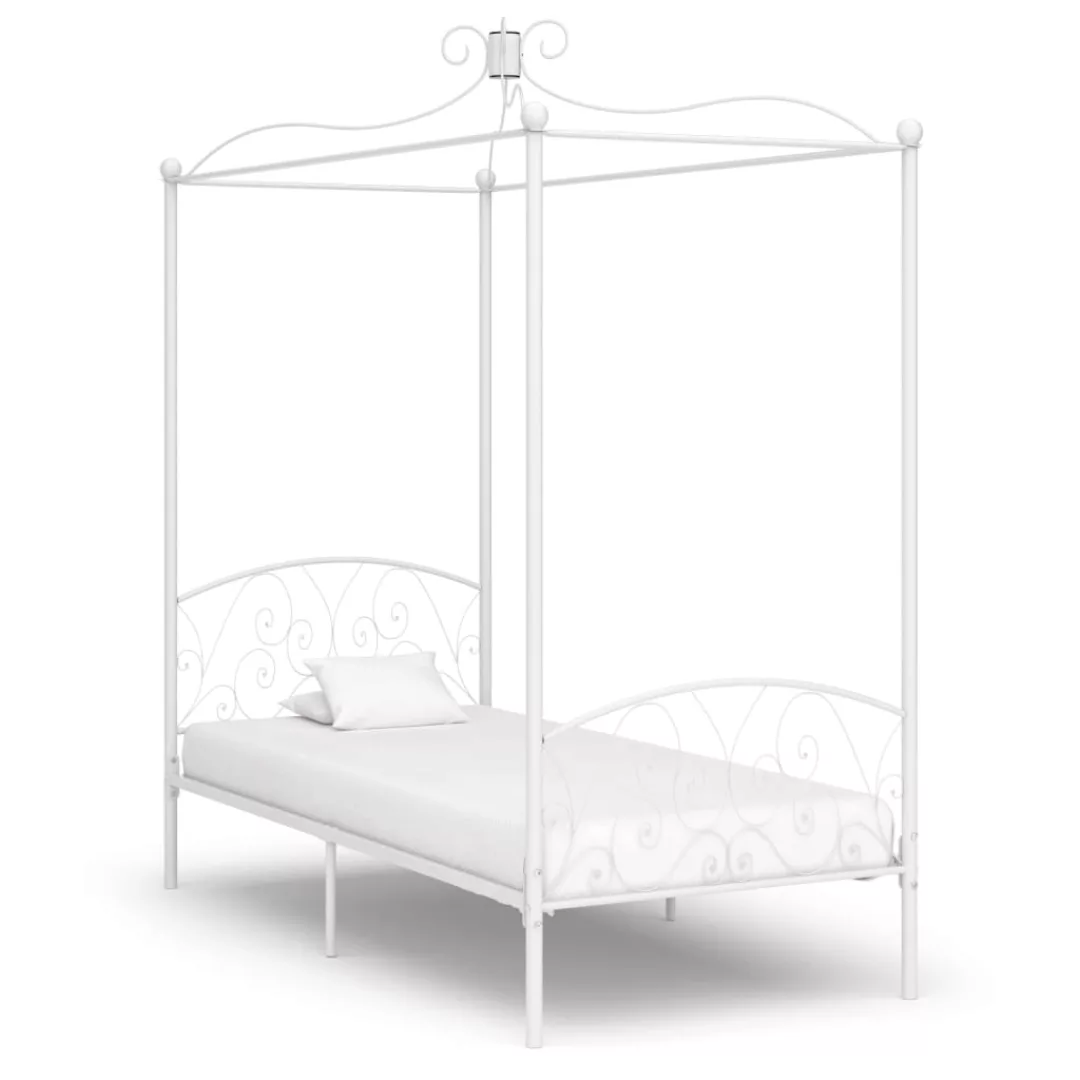 Himmelbett-gestell Weiß Metall 100 X 200 Cm günstig online kaufen