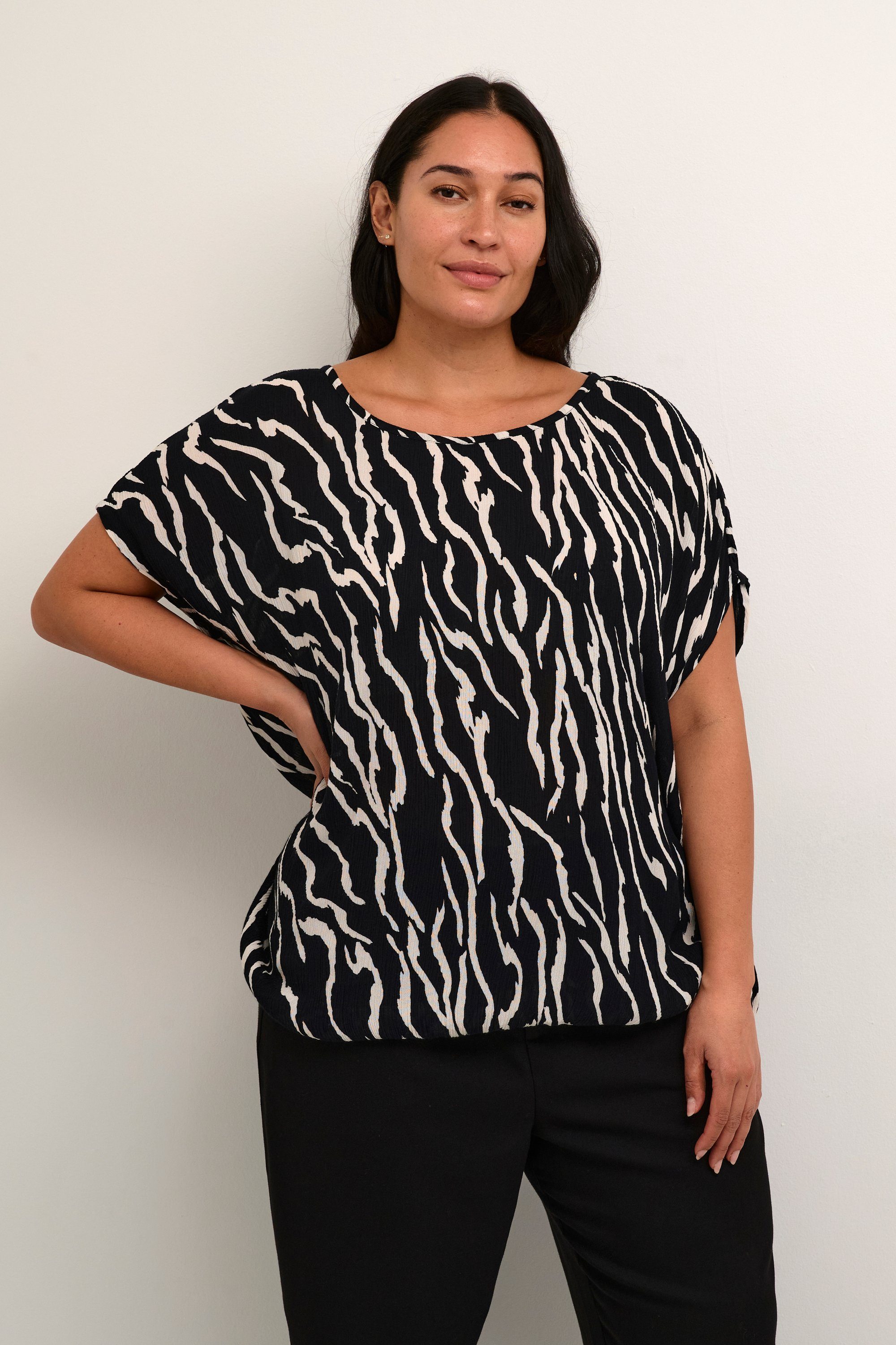 KAFFE Curve Kurzarmbluse Kurzarm-Bluse KCami Große günstig online kaufen