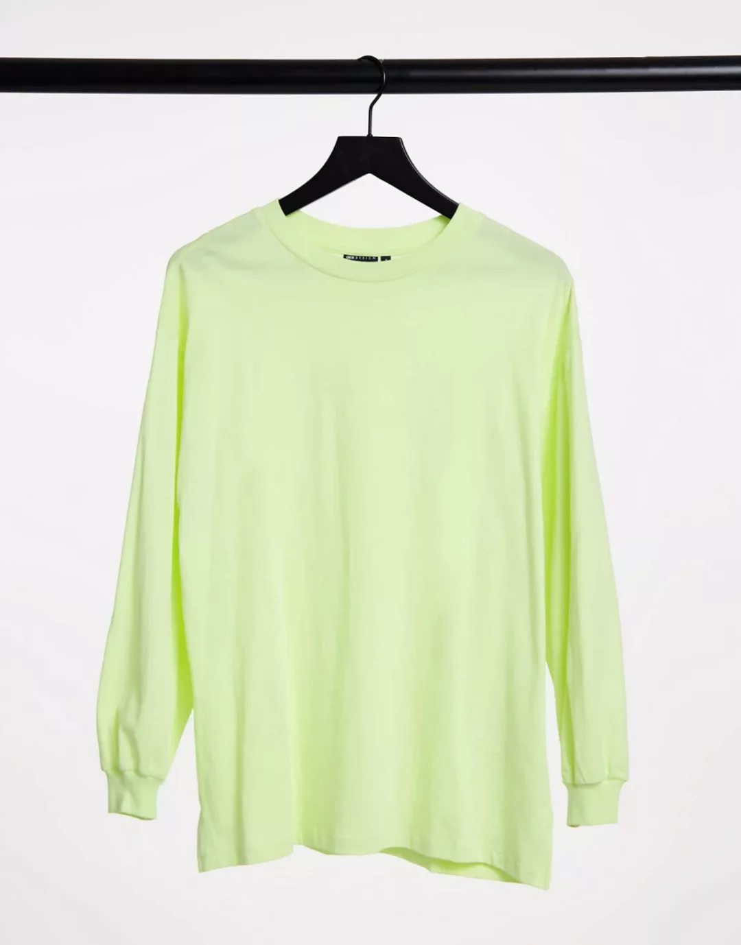 ASOS DESIGN – Langärmliges Oversize-Shirt mit Bündchen in hellem Limettengr günstig online kaufen