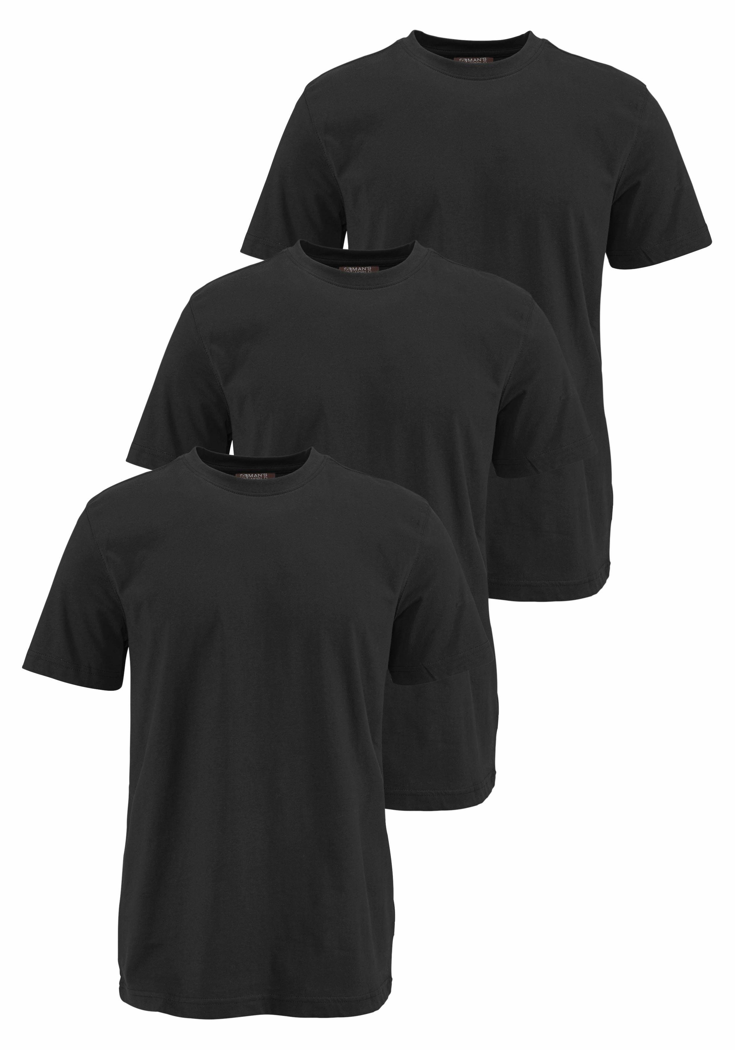 Mans World T-Shirt "neue Farben", (3er-Pack), Kurzarm, unifarben, Rundhals, günstig online kaufen