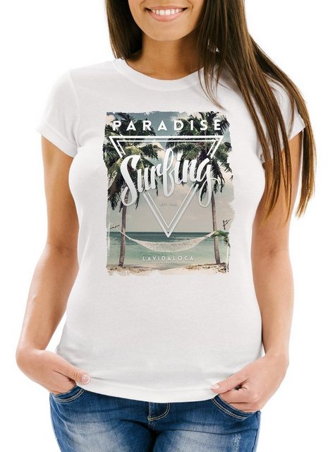 Neverless Print-Shirt Damen T-Shirt Excotic Island Paradise Summer Sommer S günstig online kaufen