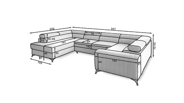 ROYAL24_MARKT Ecksofa - Stromlinienförmiges Design mit verstellbaren Rücken günstig online kaufen