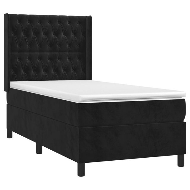 vidaXL Boxspringbett Boxspringbett mit Matratze Schwarz 90x200 cm Samt Bett günstig online kaufen