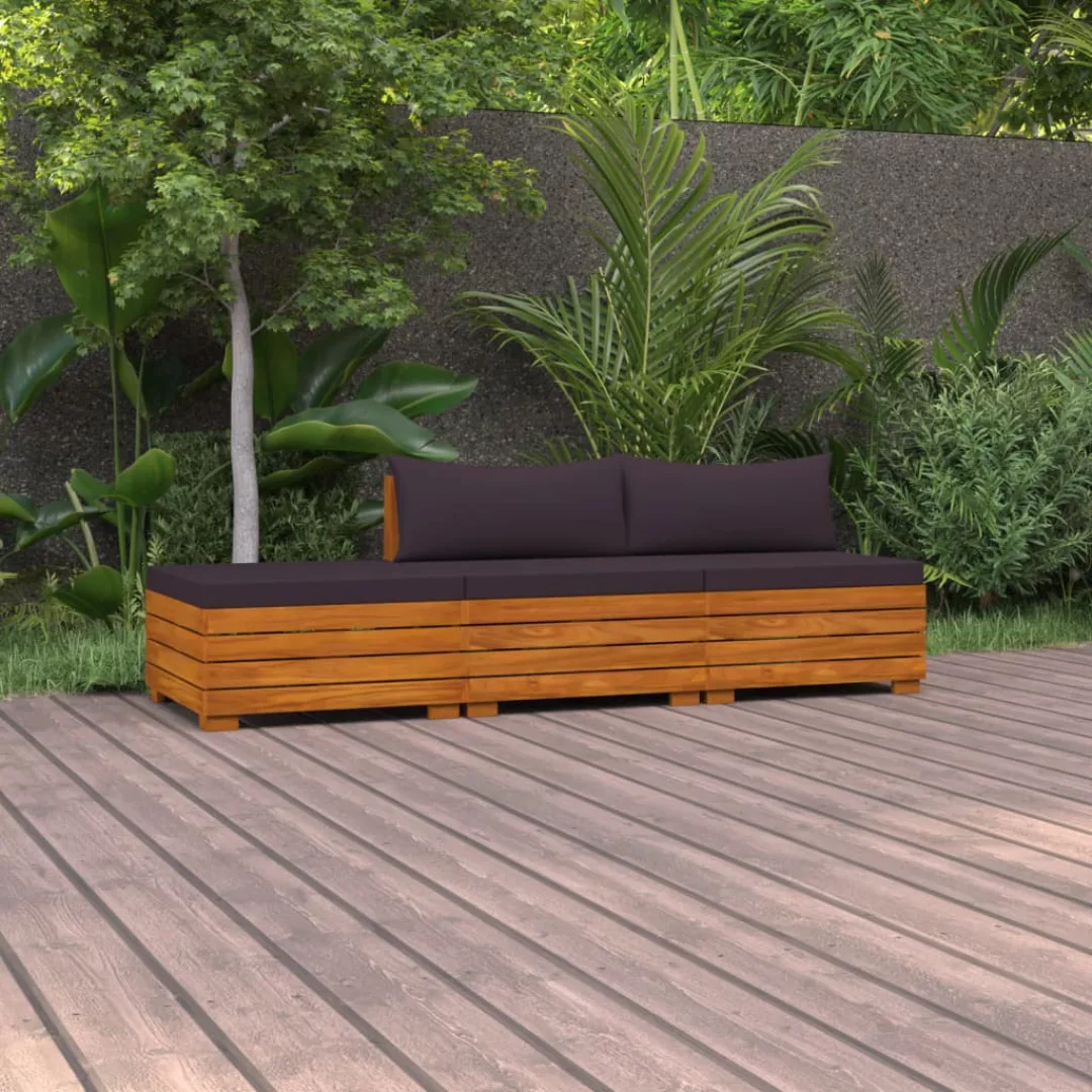 3-tlg. Garten-lounge-set Mit Kissen Massivholz Akazie günstig online kaufen