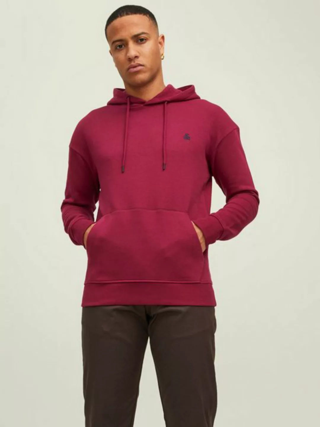 Jack & Jones Hoodie Herren Pullover Sweater Schwarz Rot JJESTAR ROOF SWEAT günstig online kaufen