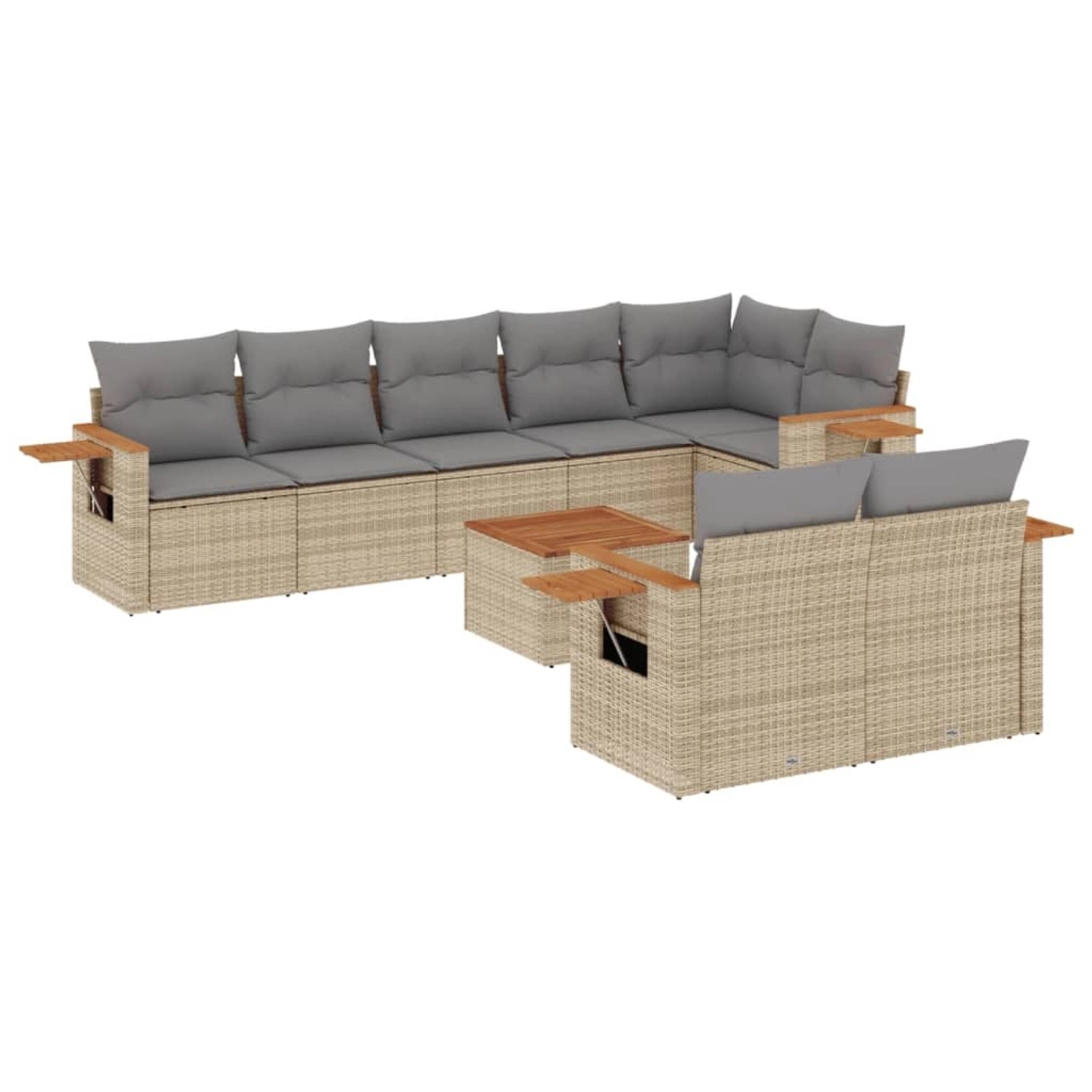 vidaXL 9-Tlg Garten-Sofagarnitur mit Kissen Grau Poly Rattan 3226998 günstig online kaufen