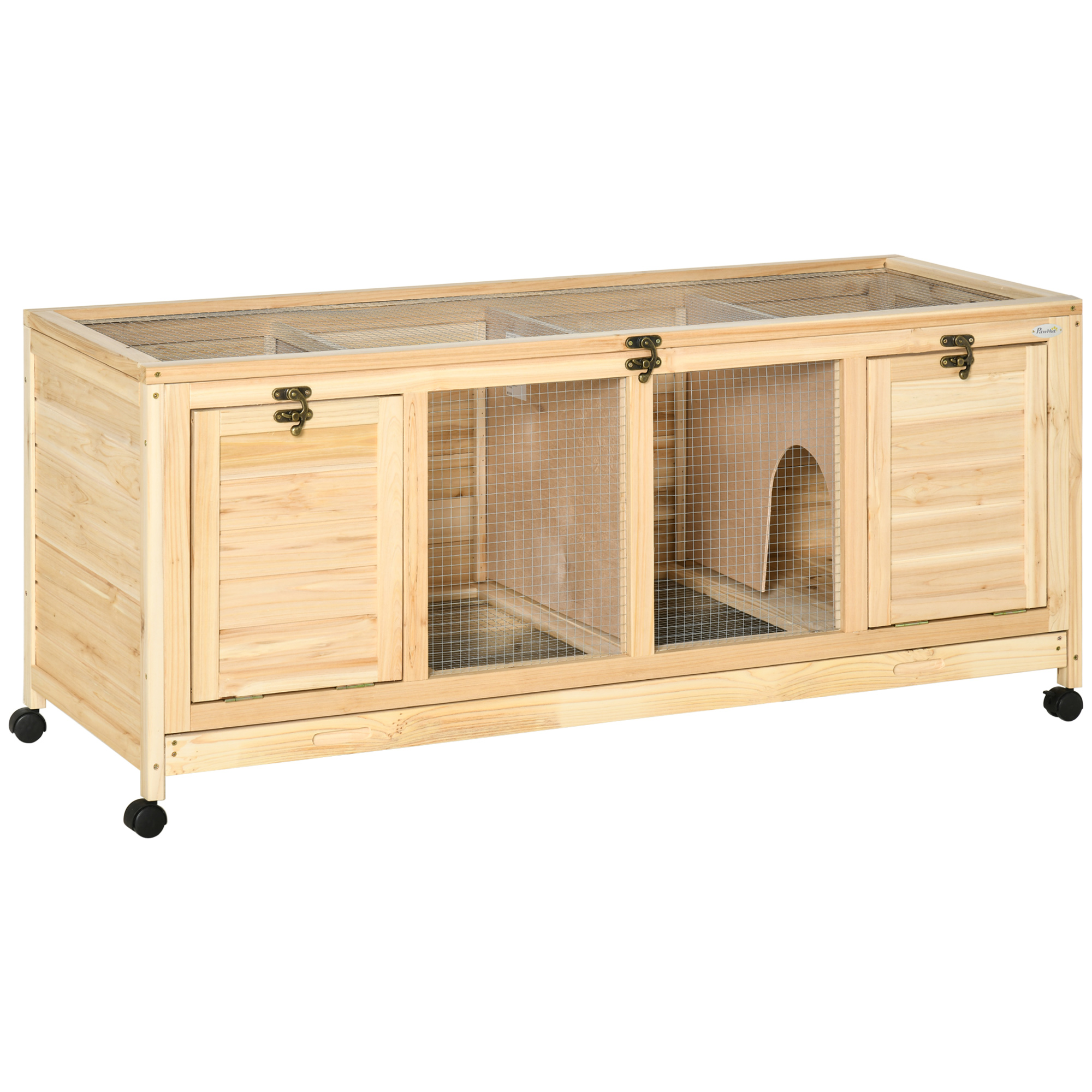 PawHut Kleintierstall Meerschweinchenstall 138x53x61cm teilbar mit Rollen, günstig online kaufen