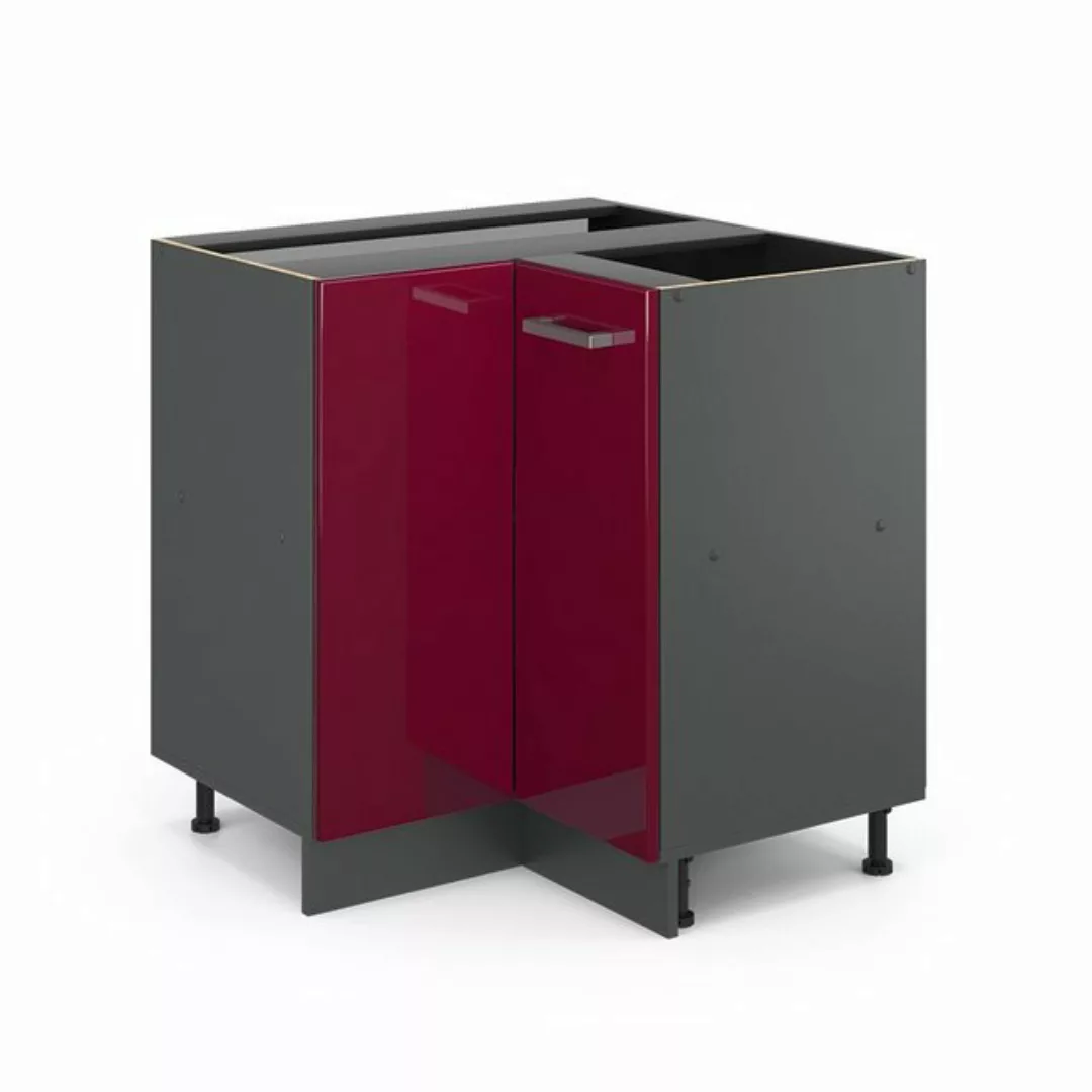 Vicco Eckunterschrank R-Line, Bordeaux Hochglanz/Anthrazit, 75.6 cm ohne Ar günstig online kaufen