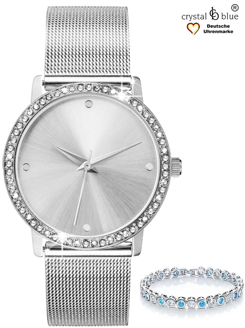 crystal blue Quarzuhr Damenuhr Mesh & günstig online kaufen