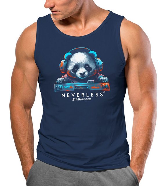 Neverless Tanktop Herren Tank-Top Panda Bär Aufdruck Tiermotiv Musik Techo günstig online kaufen