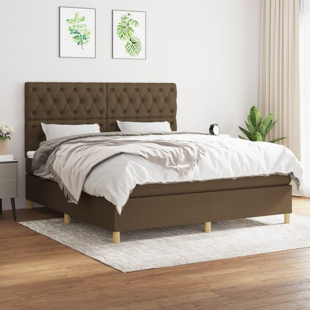 vidaXL Boxspringbett Boxspringbett mit Matratze Dunkelbraun 160x200 cm Stof günstig online kaufen