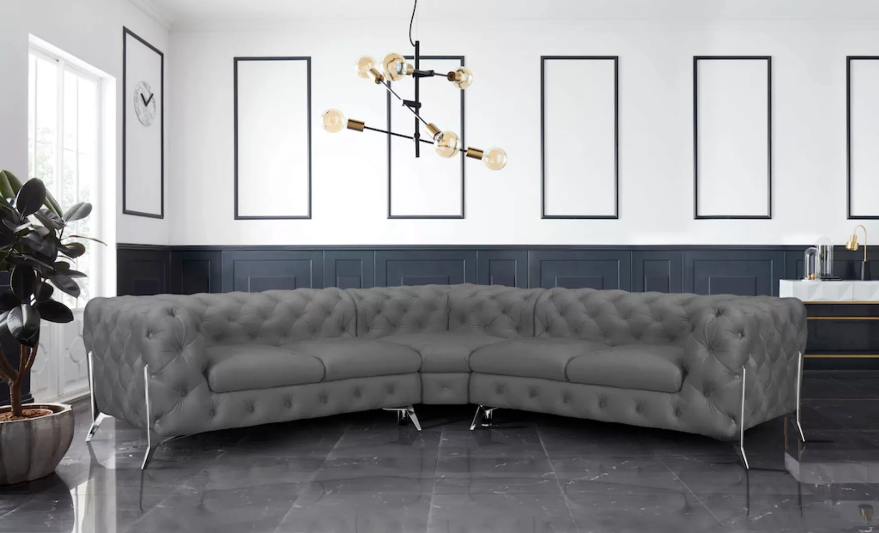 Leonique Chesterfield-Sofa »Amaury L-Form«, Chesterfield-Optik, Breite/Tief günstig online kaufen