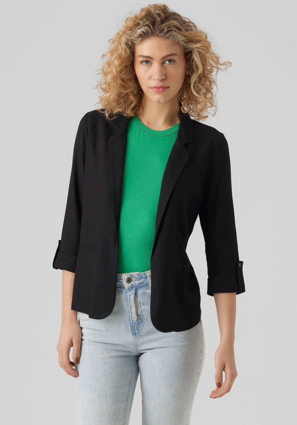 Vero Moda Kurzblazer VMJESMILO 3/4 LOOSE BLAZER WVN GA NOOS mit Leinen günstig online kaufen