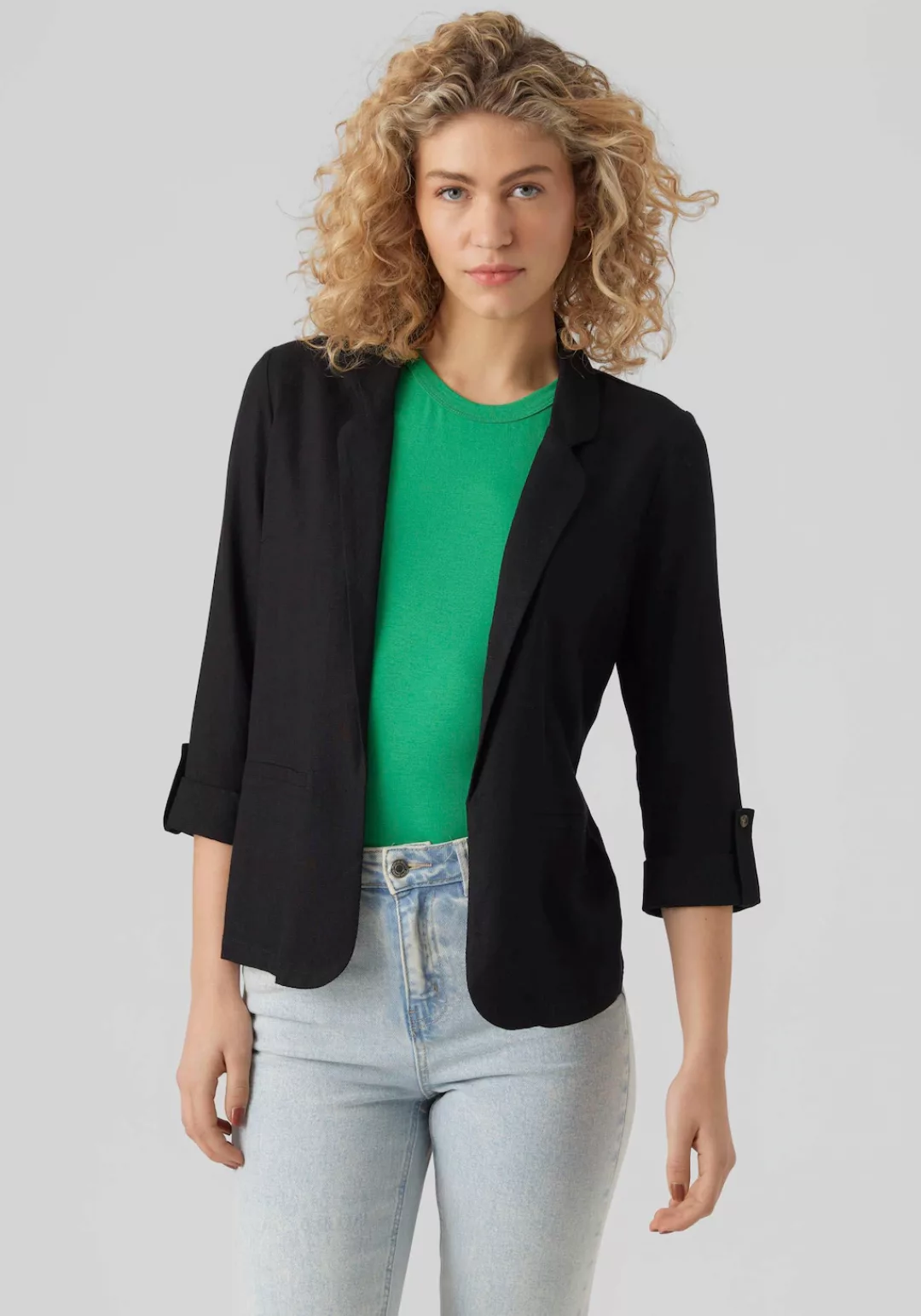 Vero Moda Kurzblazer "VMJESMILO 3/4 LOOSE BLAZER WVN GA NOOS", mit Leinen günstig online kaufen