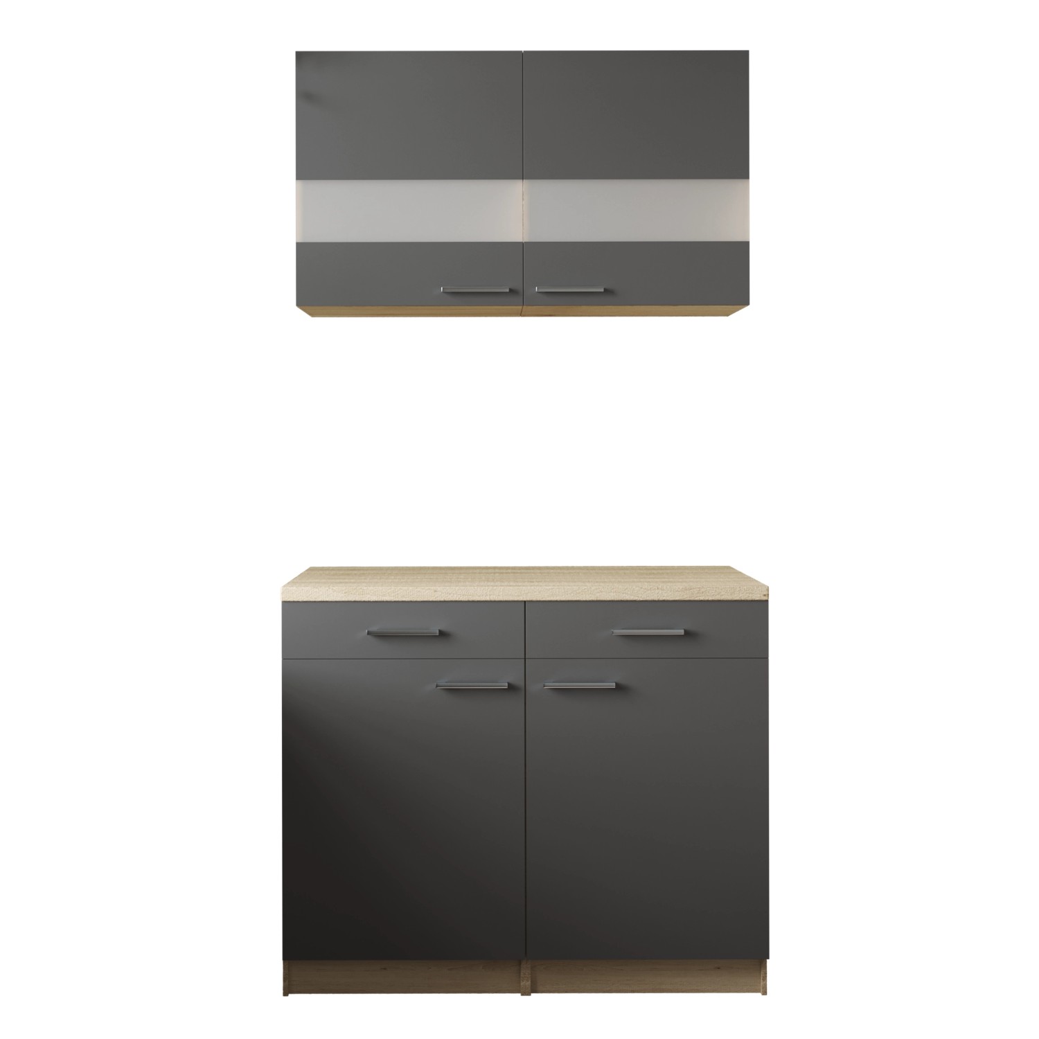 Respekta Küchenmöbel-Set 9 Merle 100 cm Grau günstig online kaufen