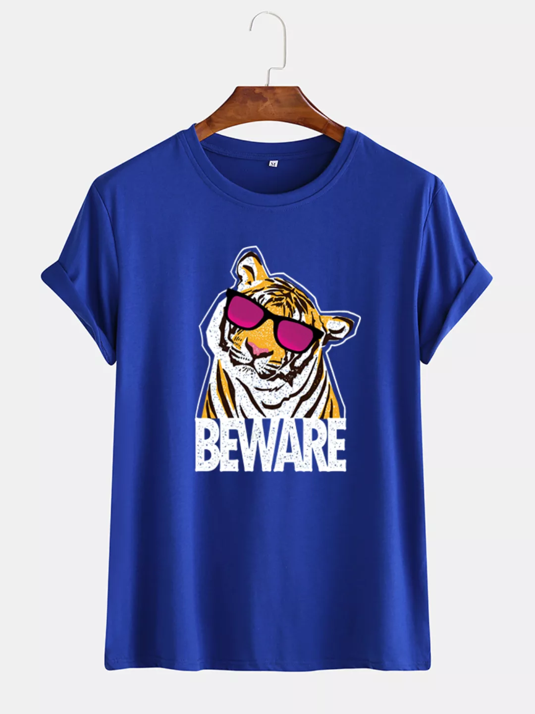 Lustiges Cartoon-cooles Tiger-bedrucktes atmungsaktives T-Shirt mit O-Aussc günstig online kaufen