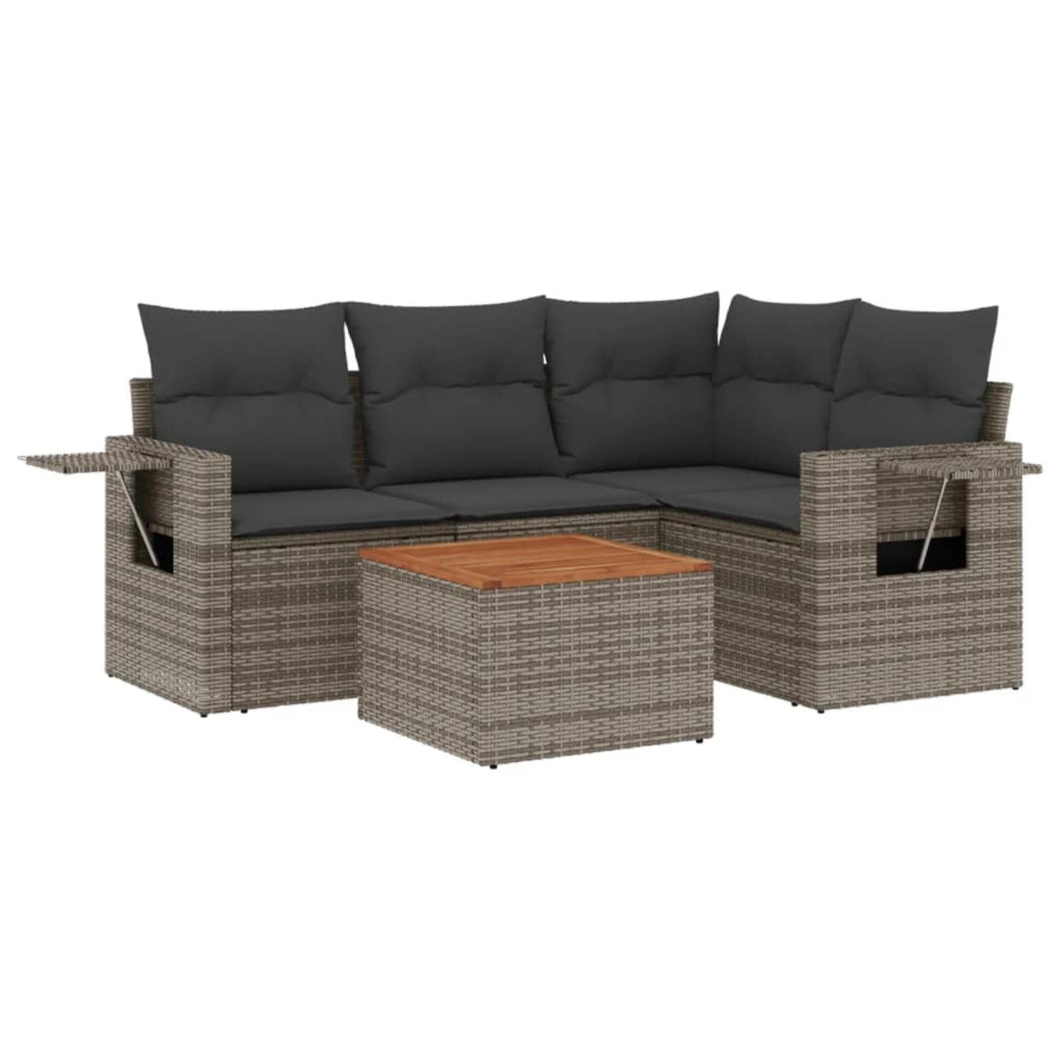 vidaXL 5-tlg Garten-Sofagarnitur mit Kissen Grau Poly Rattan Modell 78 günstig online kaufen