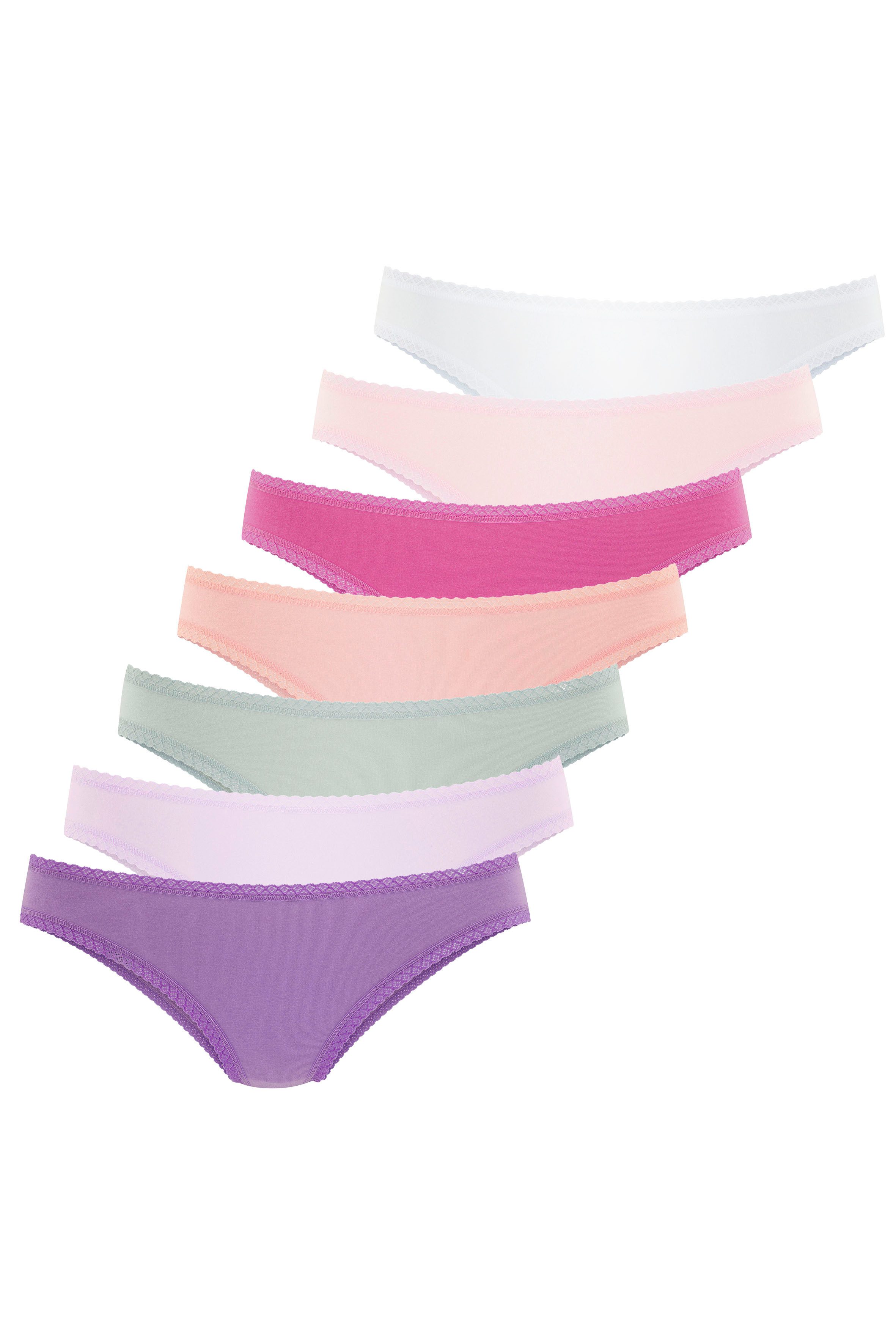 Vivance Brasilslip, (7er-Pack), mit feiner Spitzeneinfassung und aus weiche günstig online kaufen