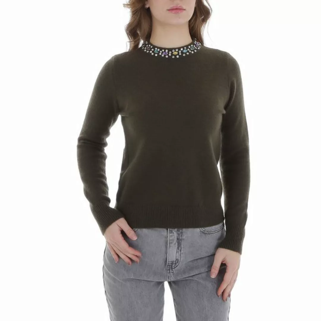 Ital-Design Strickpullover Damen Freizeit (88578850) Strass Stretch Strickp günstig online kaufen