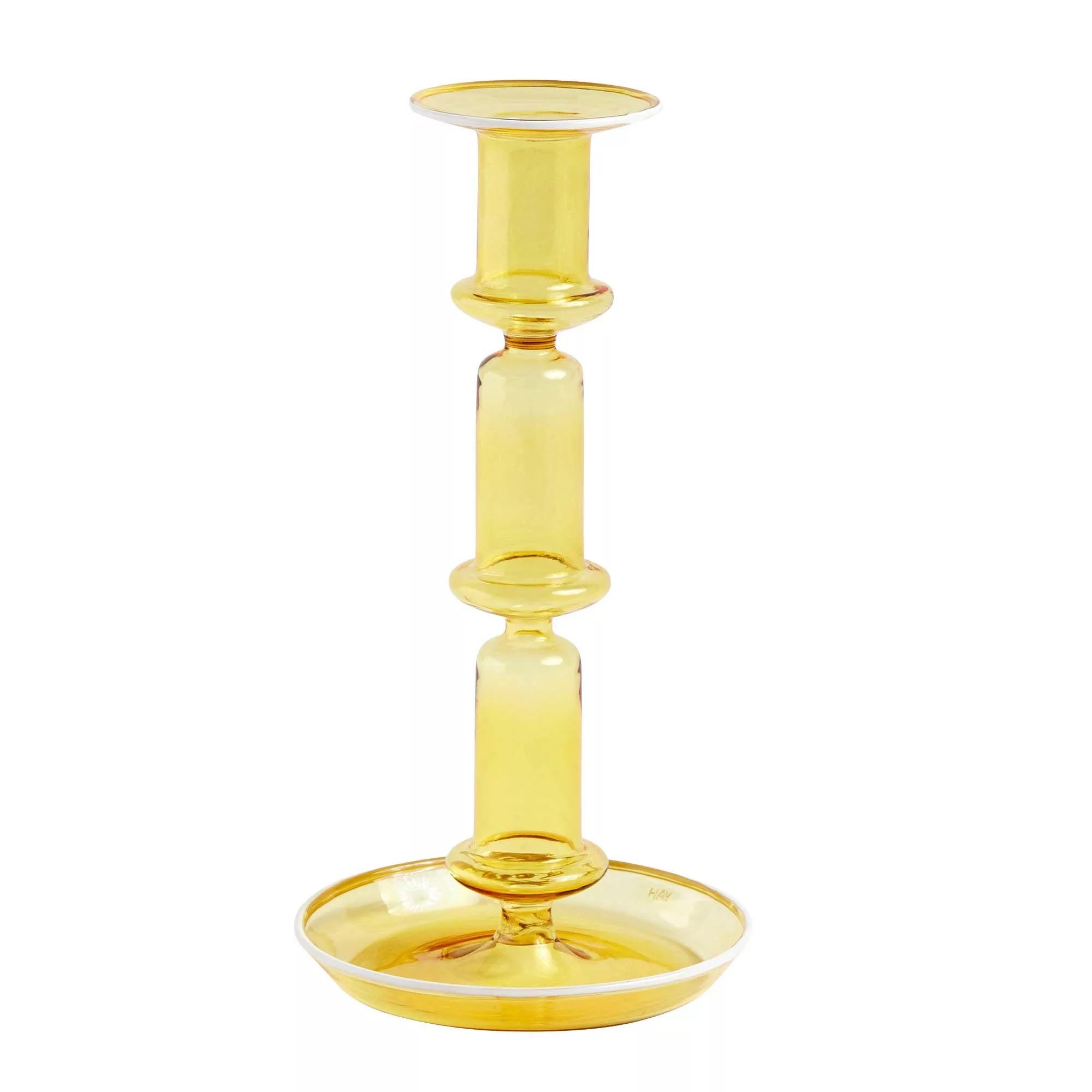 HAY - Flare Kerzenhalter L - gelb, weiß/H 21cm / Ø 11cm günstig online kaufen