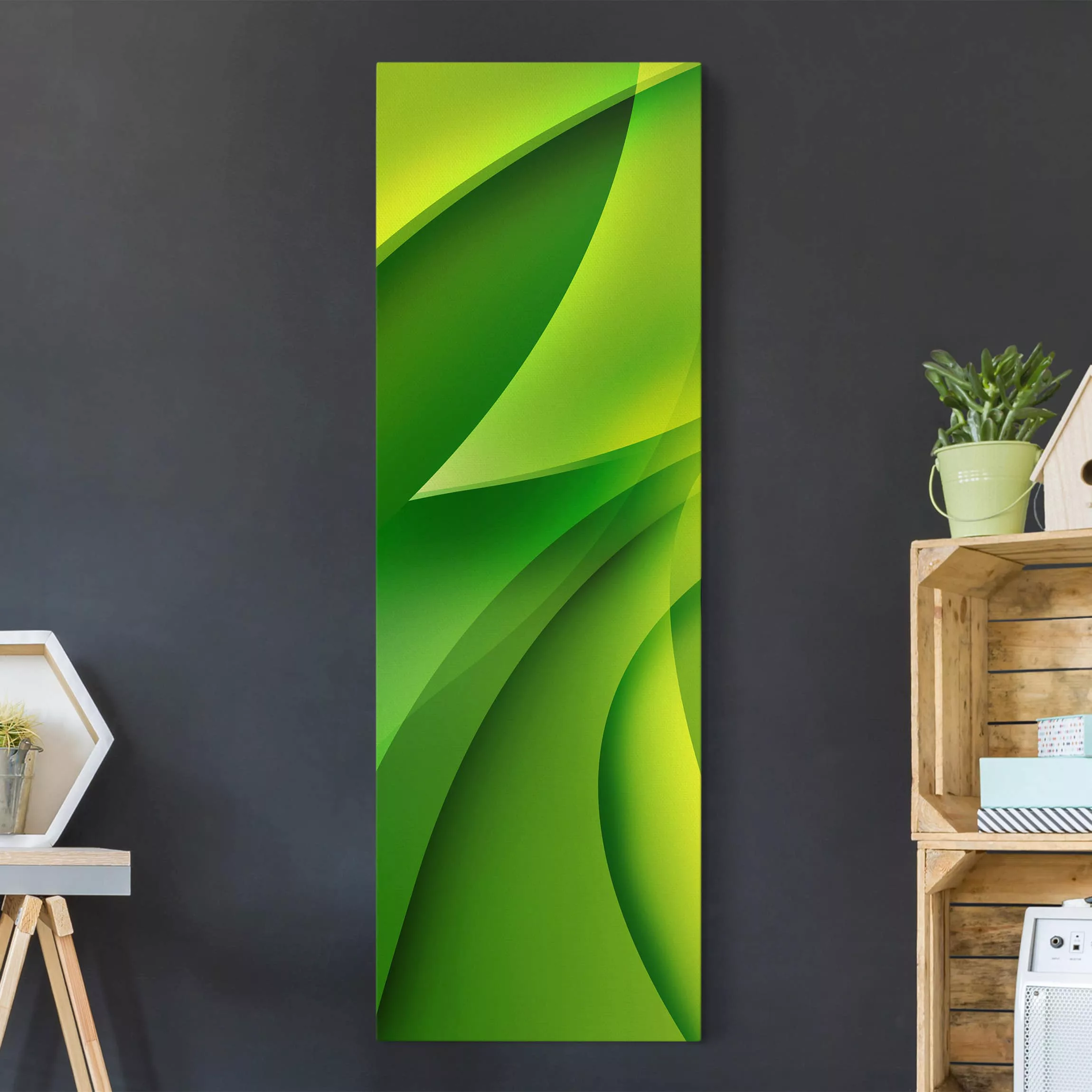 Leinwandbild Abstrakt - Hochformat Green Composition günstig online kaufen