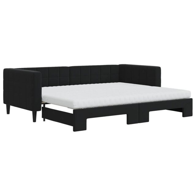 vidaXL Gästebett Tagesbett Ausziehbar mit Matratzen Schwarz 90x200 cm Samt günstig online kaufen