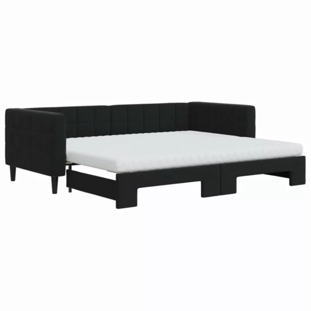 vidaXL Gästebett Tagesbett Ausziehbar mit Matratzen Schwarz 90x200 cm Samt günstig online kaufen