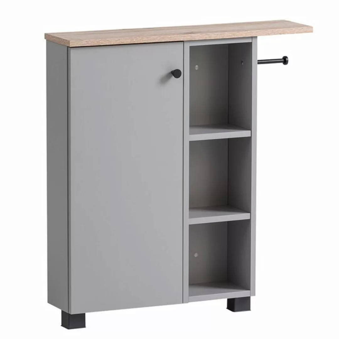 Lomadox Seitenschrank BARLETTA-80 platingrau mit Wildeiche Nb., 1 Tür, B/H/ günstig online kaufen