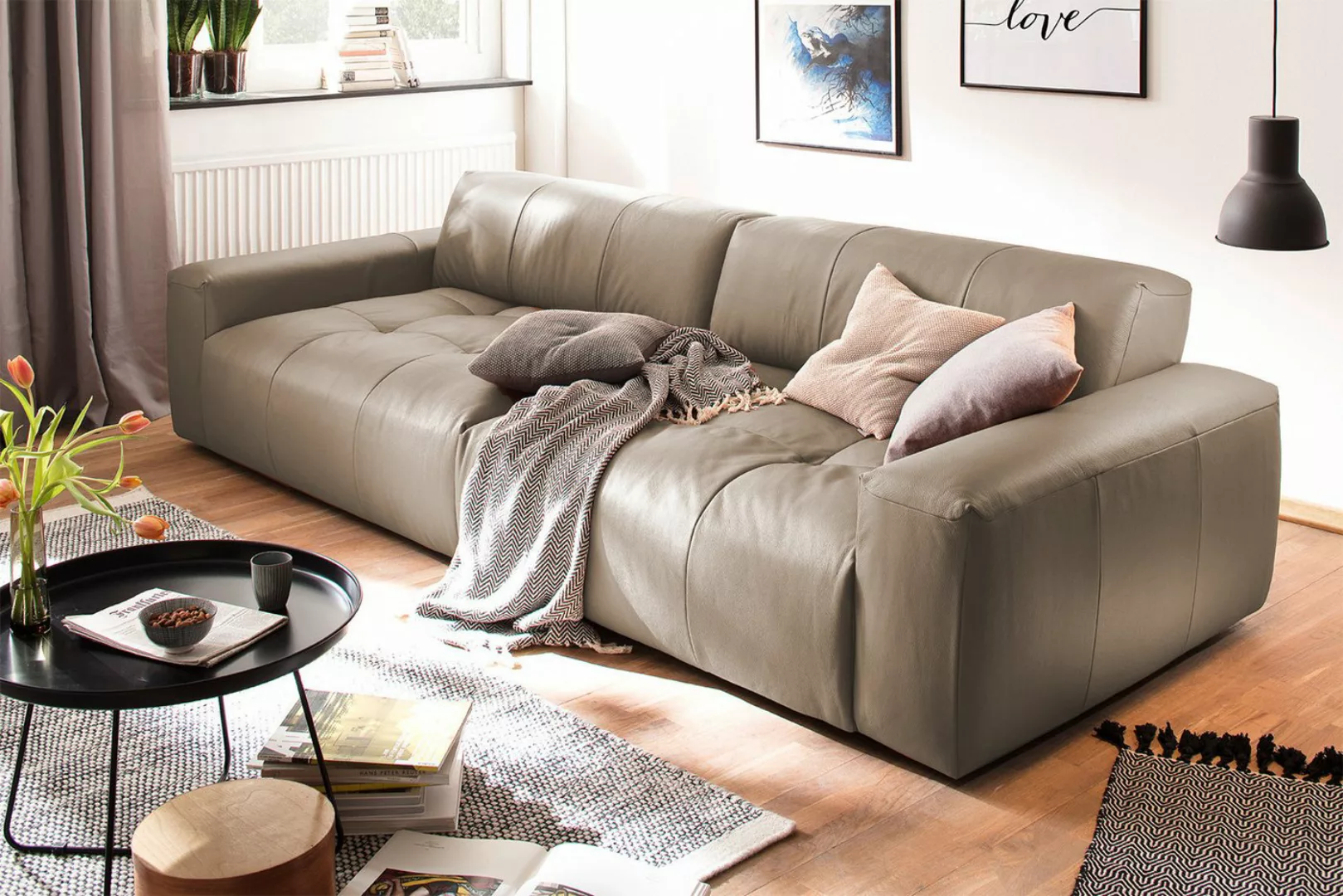 KAWOLA 3-Sitzer PALACE, Big Sofa Couch mit Sitztiefenverstellung Leder 298x günstig online kaufen