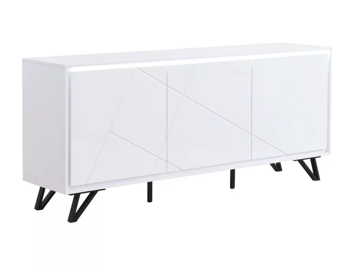 Sideboard 3 Türen - Mit LED-Beleuchtung - MDF - Weiß lackiert - SALIANO günstig online kaufen