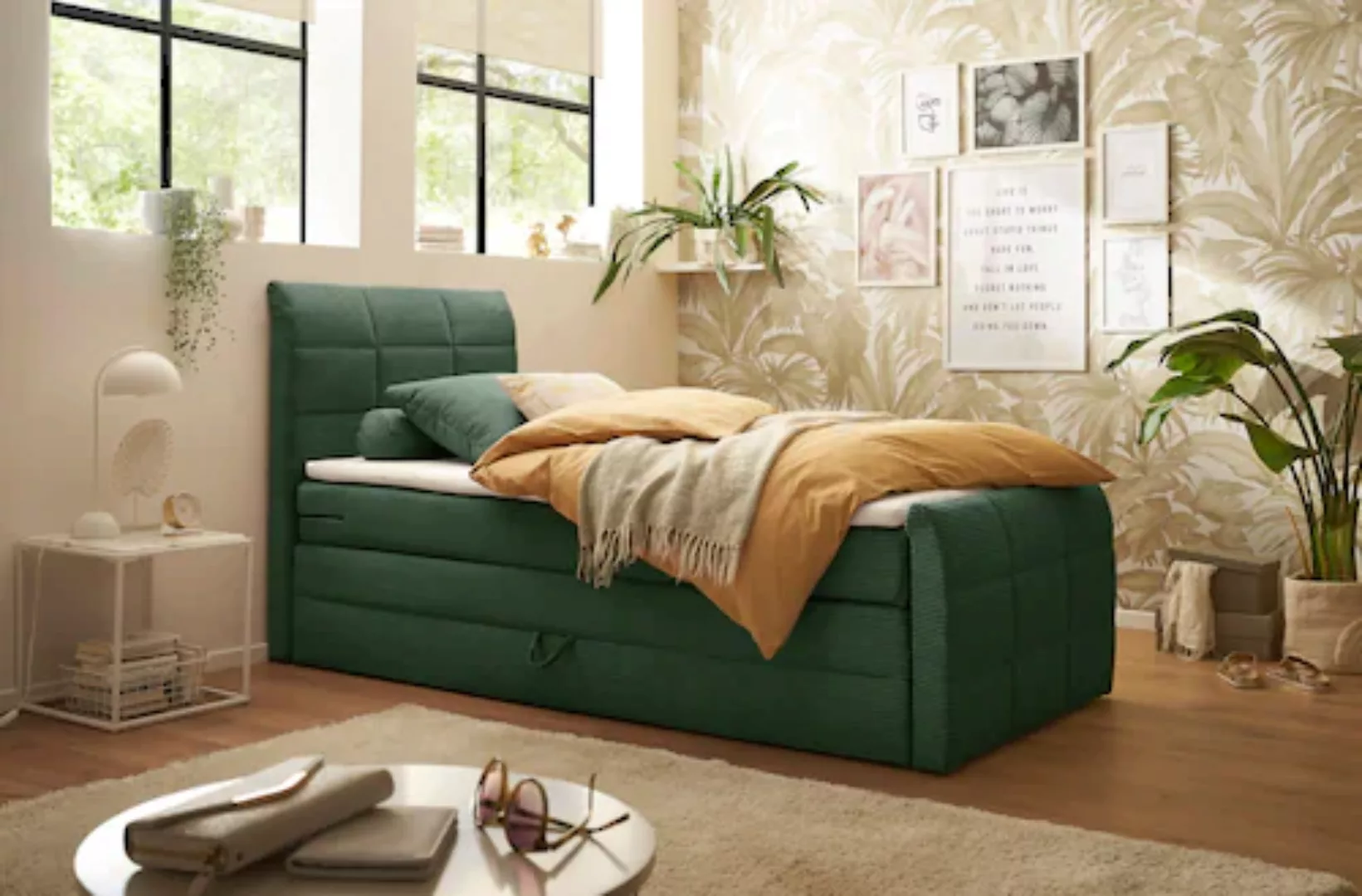 ED EXCITING DESIGN Boxspringbett »Bolivia«, harte Seite mit Kokosmatte, wei günstig online kaufen