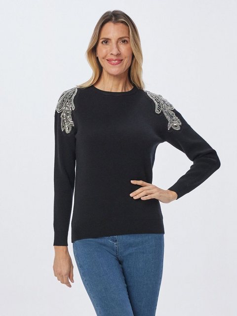 Sarah Kern Strickpullover Sweater koerpernah mit Verzierung an den Schulter günstig online kaufen