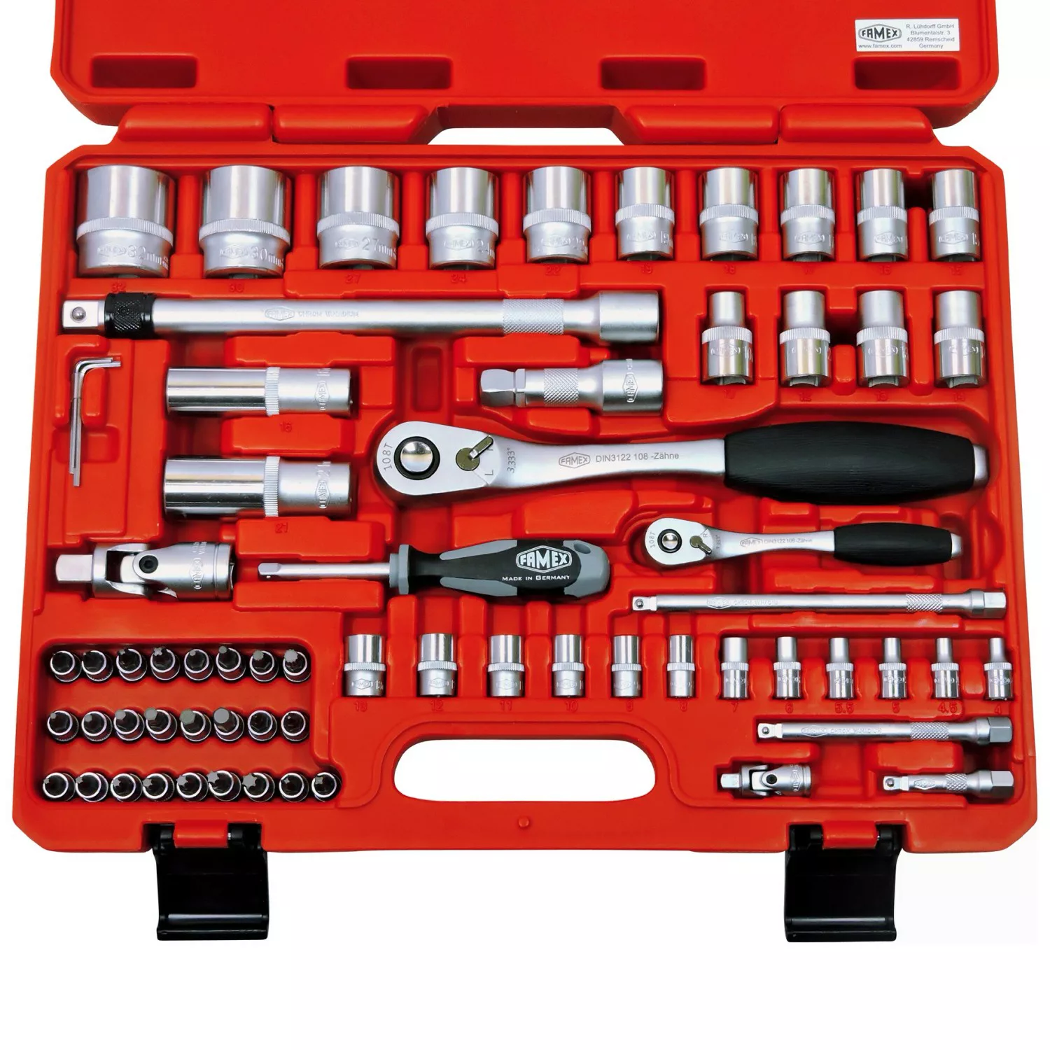 Famex Werkzeug-Set 580-16 Professional 66-teilig mit Steckschlüsselsatz Gef günstig online kaufen