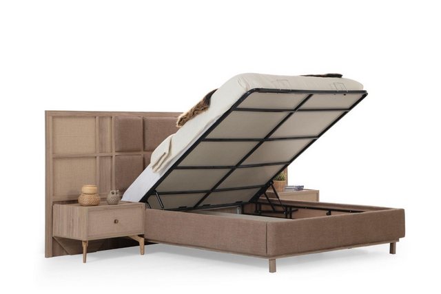 Xlmoebel Bett Beige zeitgemäßes Schlafzimmer-Ensemble mit Schminktisch (1-t günstig online kaufen