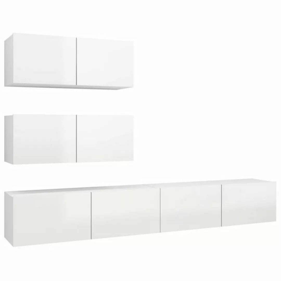 vidaXL Kleiderschrank 4-tlg TV-Schrank-Set Hochglanz-Weiß Spanplatte günstig online kaufen