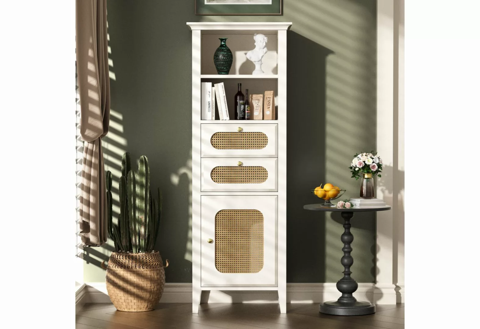 FUROKOY TV-Schrank Wohnzimmer-Rattan-Möbelkombination,Leicht zu montieren H günstig online kaufen