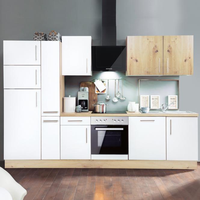 Küchenblock 310 cm ALINA inkl E-Geräte-Set (4tlg) Artisan Eiche / Weiss HG günstig online kaufen
