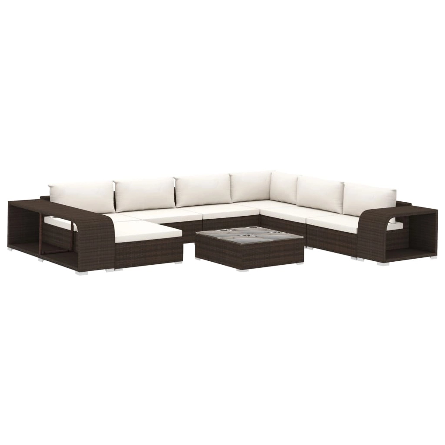 vidaXL 10-Tlg Garten-Lounge-Set mit Auflagen Poly Rattan Braun 46814 günstig online kaufen