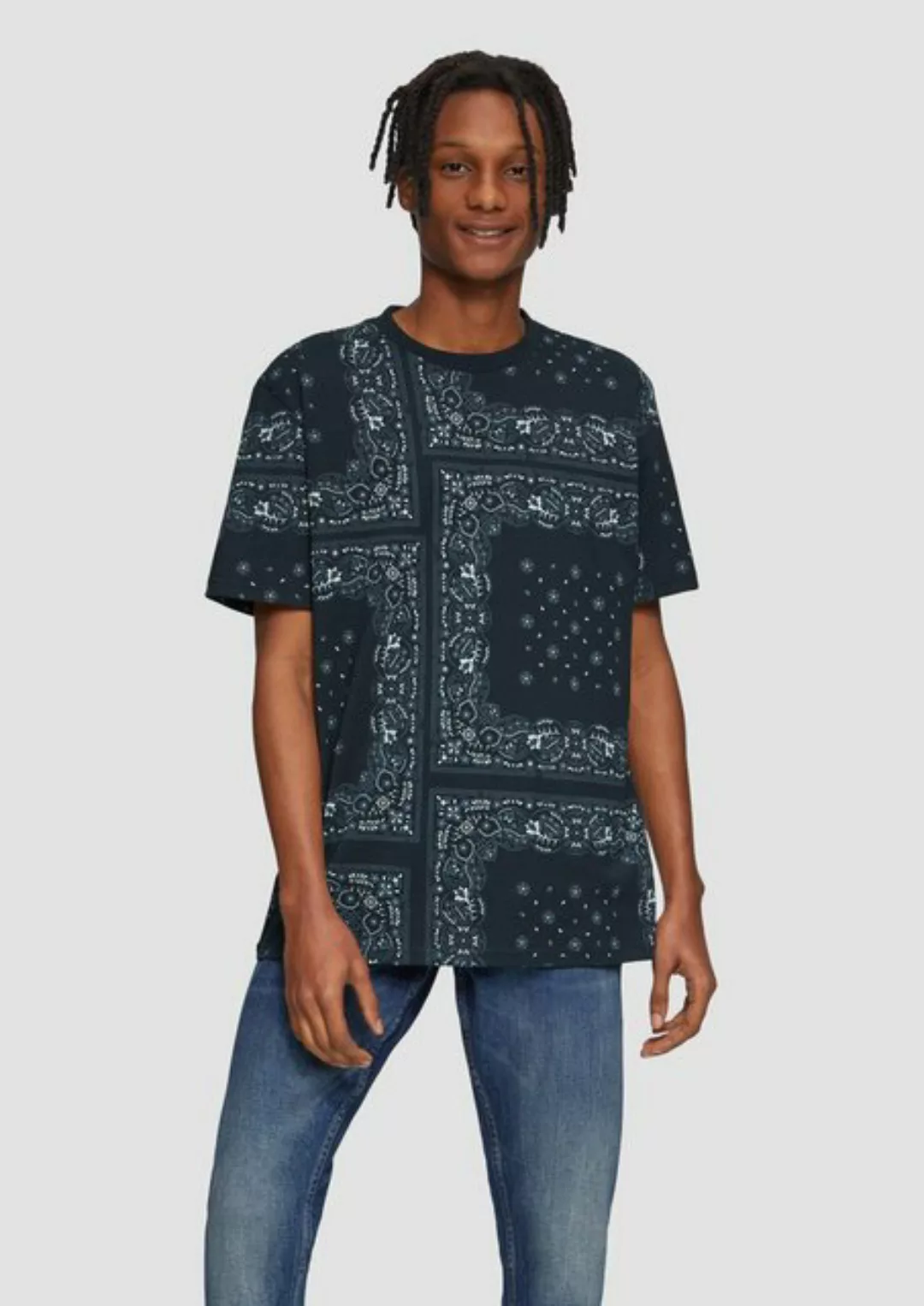 QS Kurzarmshirt Modisches T-Shirt mit Paisley-Print günstig online kaufen